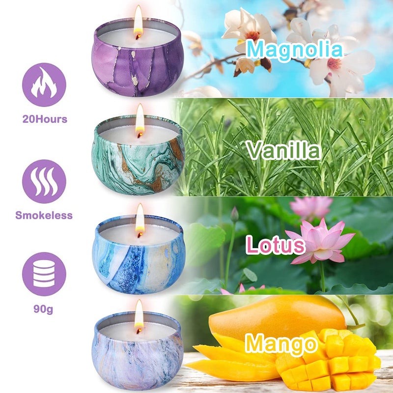 OFUN مجموعة قنابل الاستحمام - 5 قنابل سبا كبيرة فوارة مع 4 شموع معطرة للنساء - حمام فقاعات مرطب مع زيوت أساسية لعيد الحب، هدايا أعياد الميلاد - Image 4